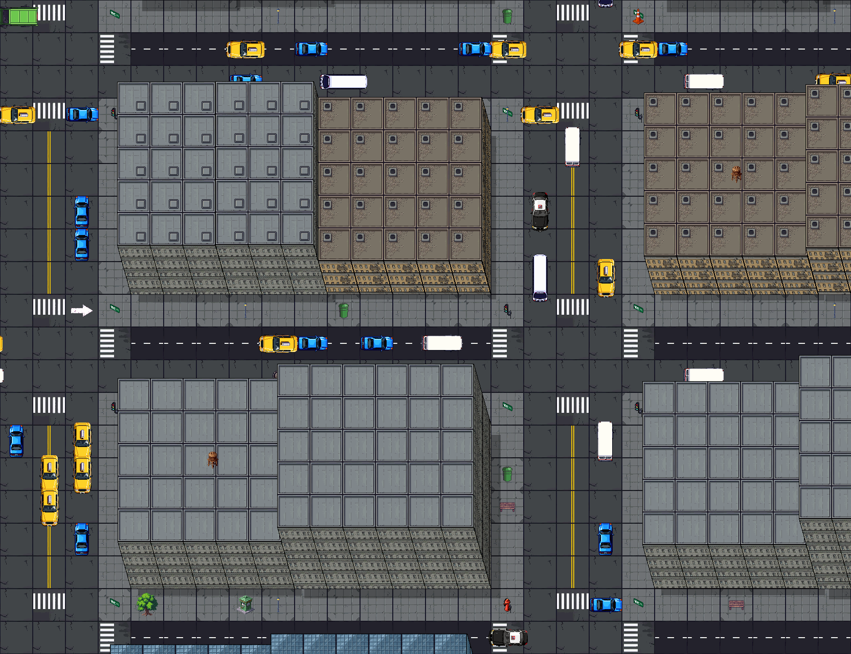 Top-down view of a downtown New York block grid
